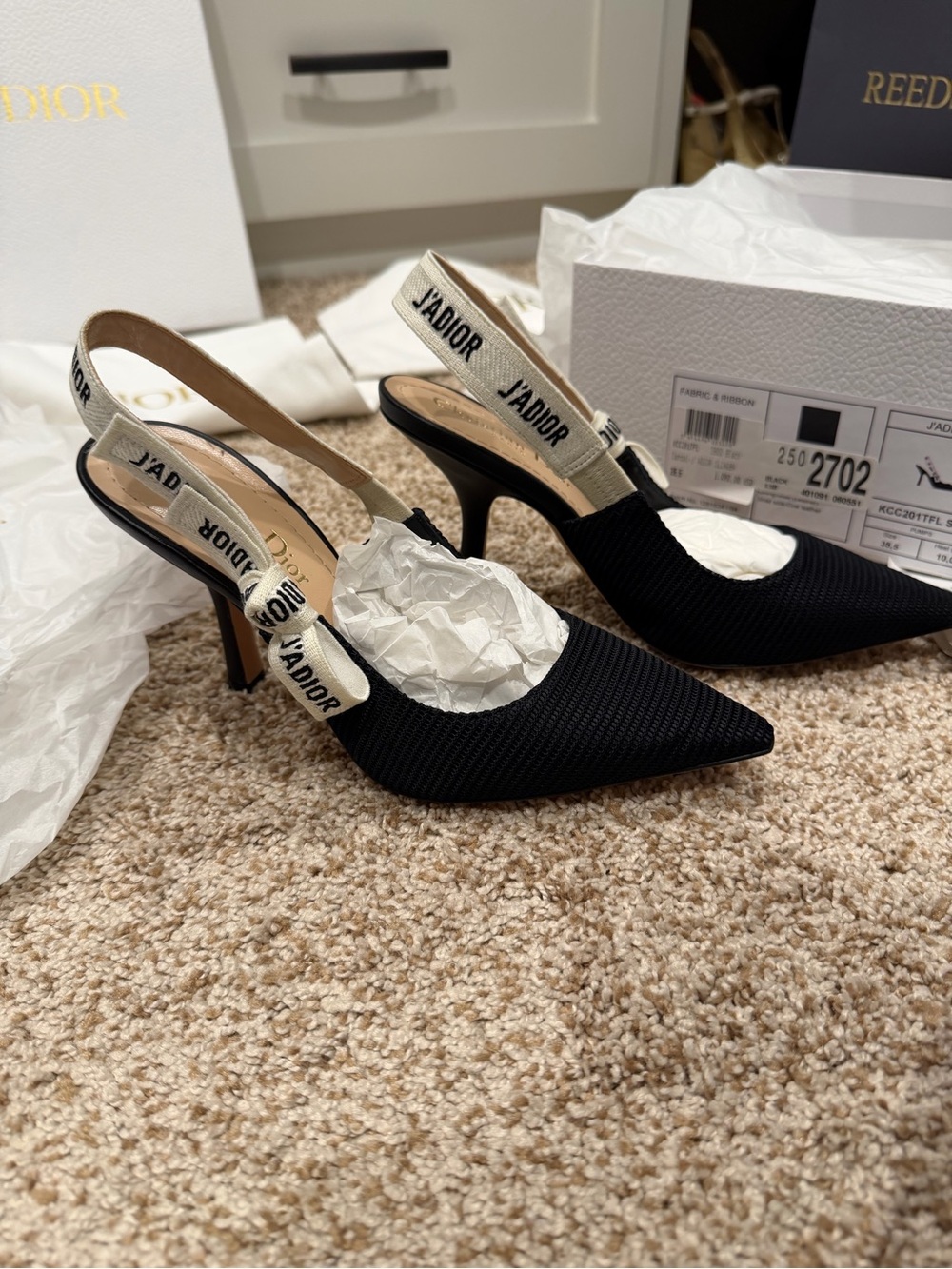 Dior Black Pointed-Toe J'Adior Slingback Heels